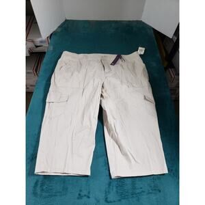 Gloria Vanderbilt Pants Size 16 W Womens Beige Stretch Capri Plus Cargo NWT